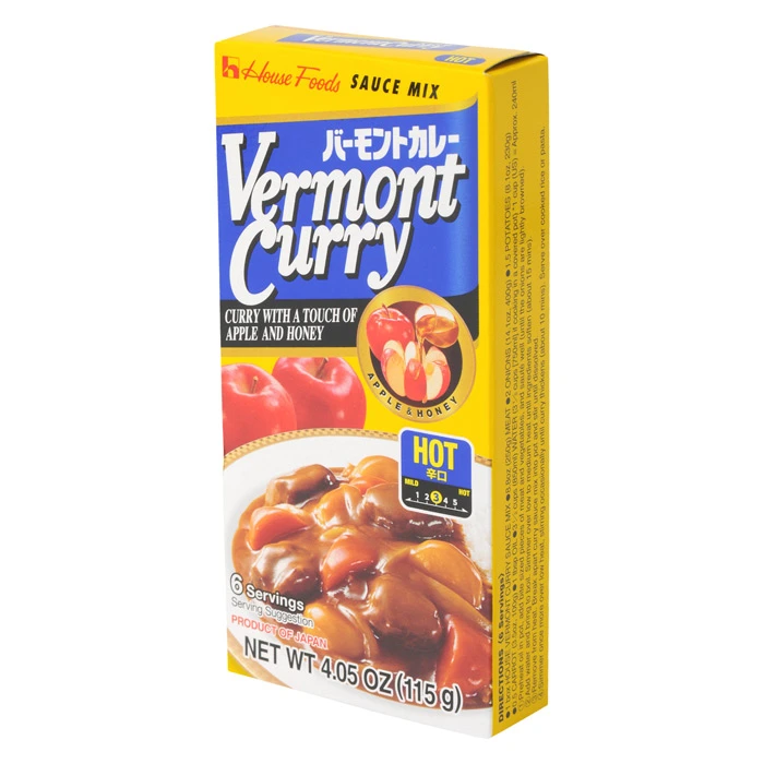 Vermont Curry เครื่องแกงกระหรี่ก้อน ชนิดเผ็ดมาก ตราเฮาส์ 115 กรัม House Vermont Curry Hot 115 g. (05-4146)