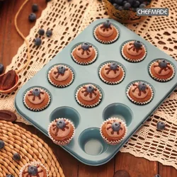 Chefmade WK10051- 12-Cup Non Stick Muffin Pan 255 x 195 x 24 mm.(Green) (11-8198)