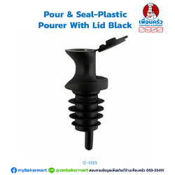 Pour & Seal-Plastic Pourer With Lid Black (PS-01) (12-4133)