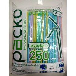 หลอดงอ สีพาสเทล ห่อฟิล์ม 8 มม. 250 เส้น (09-9051)