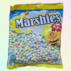 Marshies Mini Mini Blue Pink and Green Marshmallows มาร์ชีส์ มาร์ชแมลโลว์คละสี เรนโบว์เล็ก 150 g. (05-9241)