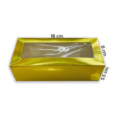 กล่องคุกกี้ไฮโซสีทอง 18 x 8 x 5.5 cm. (10 ใบ/ห่อ) (09-9087)