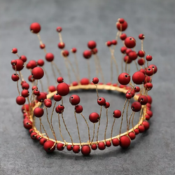 มงกุฎแต่งเค้ก ไข่มุกสีแดง (12-7731)