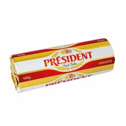 President Unsalted Butter 82 % เนยสดชนิคจืด เพรสซิเดนท์ 82 % 500 g. (02-9217)