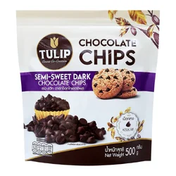 ทิวลิป เซมิ สวีท ดาร์คช็อกโกแลตชิพส์ หวานน้อย Tulip Chocolate Semi Sweet Dark Chocolate Chips 500 g. (05-8061)