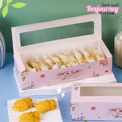 กล่องพายสับปะรด ลาย Sweet Heart 8 x 24 x 5.5 ซม. ห่อ 50 ใบ (09-9031)