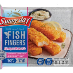 Sunny Day Frozen Fish Fingers ปลาชุบเกล็ดขนมปัง 250 g. แช่แข็ง (05-8890)