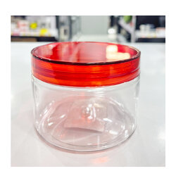 กระปุก Pet ใส ฝาเกลียว สีแดง 300- 219 ขนาด 219 ml. 1 ใบ (09-8224)