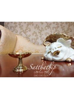 พานทองเหลือง ขนาด เส้นผ่าศูนย์กลาง 2 (1/2) นิ้ว - พานทองเหลือง - พานปากจีบ ทองเหลือง