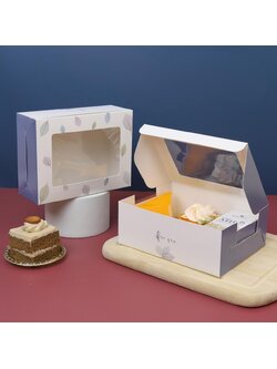 กล่องสแน็คบ็อกซ์หน้าต่างลาย For You Leaf 20 ใบ Snack Box 12 x 16 x 5.5 cm. 20 pieces (ฺฺBX) (09-9093)