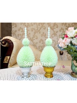 พานพุ่ม - พานพุ่มสักการะ - พานพุ่มดอกรัก - พานพุ่มดอกรักประดิษฐ์ (พลาสติก) - พานพุ่มสีเขียว - Panpum