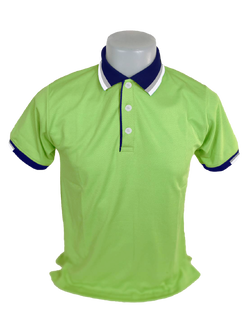 เสื้อโปโลสีเขียว ปกสีกรมทอลายขลิบเส้นสีเทา สีขาว พรีออเดอร์