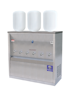 ตู้ทำน้ำเย็นสแตนเลส แบบเติมน้ำ แผงร้อน รุ่น MC-6PW-1 (ไม่รวมถังน้ำ)