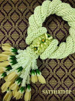 พวงมาลัยดอกรัก - พวงมาลัยดอกรักเกลียว - พวงมาลัยดอกรักเกลียวประดิษฐ์