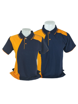 เสื้อโปโลสีน้ำเงินกรมเข้ม สีส้ม TC ราคาส่ง
