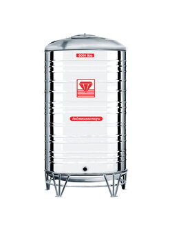 แทงค์น้ำสเตนเลส ตราเพชร พื้นนูนทรงมาตรฐาน ปริมาตร 6000 ลิตร รุ่น DMCB-6000 **แถมลูกลอยฟรี**