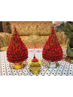 ชุดพานพุ่มดอกกุหลาบ ประดิษฐ์จากดิน