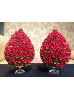 พานพุ่มดอกกุหลาบ ประดิษฐ์จากดิน [7.5 นิ้ว 4,600 บาท/คู่]