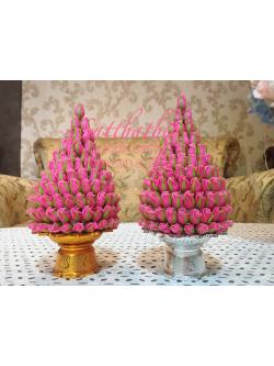 พานพุ่มดอกกุหลาบ ประดิษฐ์จากดิน [4 นิ้ว 1,590 บาท/คู่]