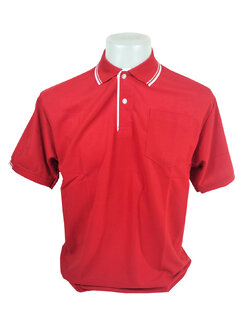 เสื้อโปโล สีแดง แขนจั๊ม