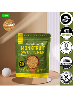 น้ำตาลหล่อฮังก๊วยออร์แกนิค สีทอง ตราไร่หวาน 200 g. Raiwan Organic Monkfruit Sweetener 200 g. (Golden) (03-0390)