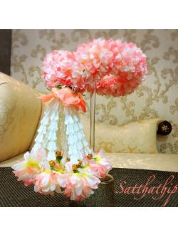 พวงมาลัยผ้า - พวงมาลัยดอกมัม ประดิษฐ์ - พวงมาลัยถวายศาลพระภูมิ - Fabric Garland