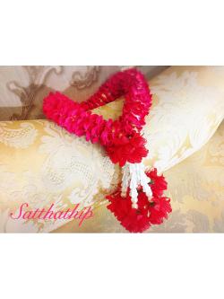 พวงมาลัยผ้า - พวงมาลัยดอกกุหลาบ ประดิษฐ์ - พวงมาลัยถวายศาลพระภูมิ - Fabric garland