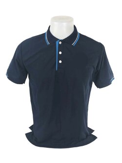 เสื้อโปโลสีกรม ปกสีกรมทอลายขลิบเส้นสีฟ้าน้ำทะเล สีเทา พรีออเดอร์