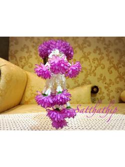 พวงมาลัยผ้า - พวงมาลัยดอกมัม ประดิษฐ์ - พวงมาลัยถวายศาลพระภูมิ - Fabric Garland