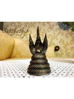 พญานาค สามเศียร (ทองเหลือง รมดำ) - Nāga