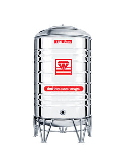 แทงค์น้ำสเตนเลส ตราเพชร พื้นนูนทรงมาตรฐาน ปริมาตร 750 ลิตร รุ่น DMCB-750 **แถมลูกลอยฟรี**