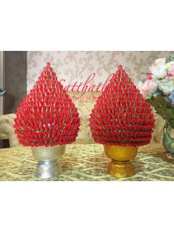 พานพุ่มกุหลาบ ประดิษฐ์จากดิน [7.5 นิ้ว 3,500 บาท/คู่]