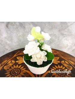 กระถางดอกมะลิ ประดิษฐ์จากดิน - Jusmine Flower
