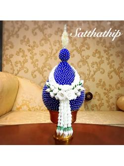 พานพุ่ม - พานพุ่มสักการะ - พานพุ่มดอกรัก - พานพุ่มดอกรักประดิษฐ์ (พลาสติก) - พานพุ่มสีน้ำเงิน - Panpum