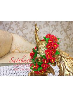 ดอกชบา - พวงมาลัยดอกชบา สีแดง ประดิษฐ์จากดิน/พวงมาลัยถวายพระพิฆเนศ-พระแม่ - Garland