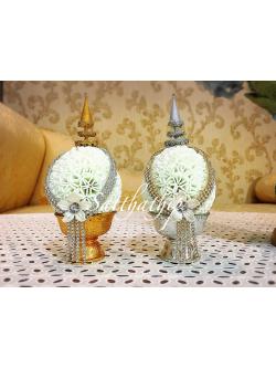 พานพุ่ม - พานพุ่มสักการะ - พานพุ่มดอกรัก - พานพุ่มดอกรักประดิษฐ์ (พลาสติก) - พานพุ่มสีขาว - Panpum