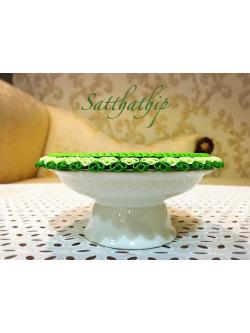 ชุดถาดใบตอง ประดิษฐ์จากดิน พร้อมพานเซรามิก - พานใบตอง - Tray