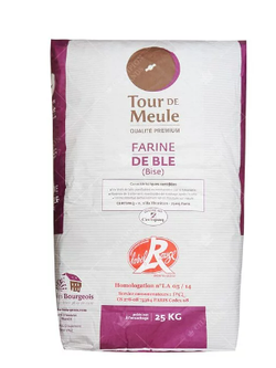 (กระสอบ) แป้งสาลีฝรั่งเศสชนิดโม่หิน T 80 มูลังบูจัวร์ Moulin Bourgeois T80 Stone Ground Wheat Flour 25 Kg (01-7922-12)