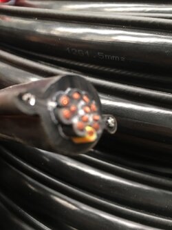 Crane Wire 12 core 1.5 sqmm. สลิงคู่ /สายไฟรอกเครนไฟฟ้า/สายสวิทช์รอกเครนไฟฟ้า/สายไฟ 12 ไส พร้อมมีสลิง สลิงคู่ ( ขายเป็นเมตร )