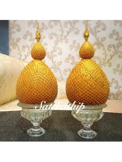 พานพุ่ม - พานพุ่มเงินทอง ประดับเกล็ดผ้า - พานพุ่มผ้าตาด - Phan bush