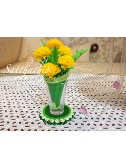 ชุดกรวยดอกดาวเรือง พร้อมถาดประดิษฐ์จากดิน - ดอกดาวเรือง - Marigold