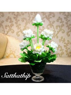 แจกันดอกบัว - ดอกบัวประดิษฐ์ - แจกันดอกบัวพับ (ข้างละ 9 ดอก) ประดิษฐ์จากดิน - Lotus Flower