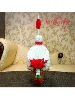 พานพุ่ม - พานพุ่มสักการะ - พานพุ่มดอกรัก - พานพุ่มดอกรักประดิษฐ์ (พลาสติก) - พานพุ่มสีขาว - Panpum