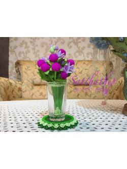 ชุดกรวยดอกบานไม่รู้โรยผสมดอกรัก พร้อมถาดใบตอง ประดิษฐ์จากดิน