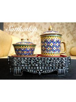 ชุดน้ำชา - ชุดกี๋มุก ถ้วยน้ำร้อน น้ำชา - ชุดน้ำชา ถวายพระ