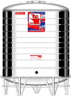 แทงค์น้ำสเตนเลส ตราท๊อปช้าง พื้นนูนทรงมาตรฐาน ปริมาตร 2500 ลิตร รุ่น TR 2500 **แถมลูกลอยฟรี**