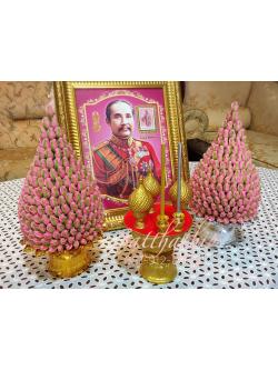 พานพุ่มดอกกุหลาบ - พานพุ่มดอกกุกลาบ (สีชมพู) ประดิษฐ์จากดิน - Phan bush