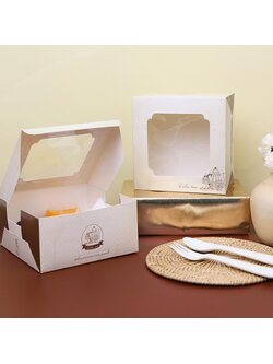 กล่องสแน็คบ็อกซ์หน้าต่างลาย Vintage Cafe 20 ใบ Snack Box 15 x 15 x 7.5 cm. 20 pieces (ฺฺBX) (09-9095)