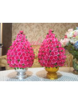 พานพุ่มกุหลาบ ประดิษฐ์จากดิน [8 นิ้ว 5,000 บาท/คู่]