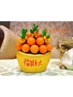 ส้ม ประดิษฐ์จากดิน กระถางก้อนทอง - ผลไม้มงคล ประดิษฐ์จากดิน กระถางก้อนทอง
